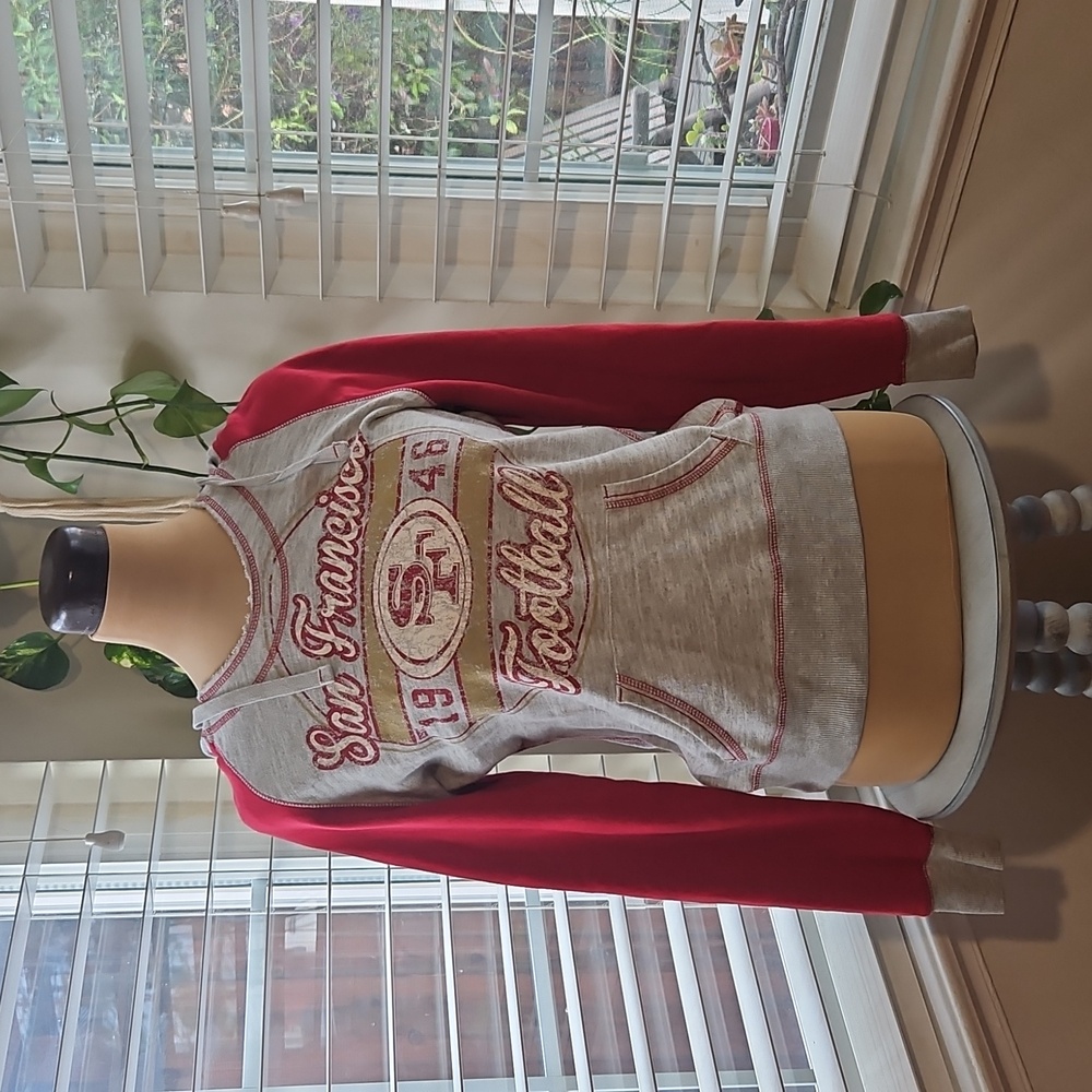 Majestic San Francisco Football Gray and Red Hoodie Sweatshirt